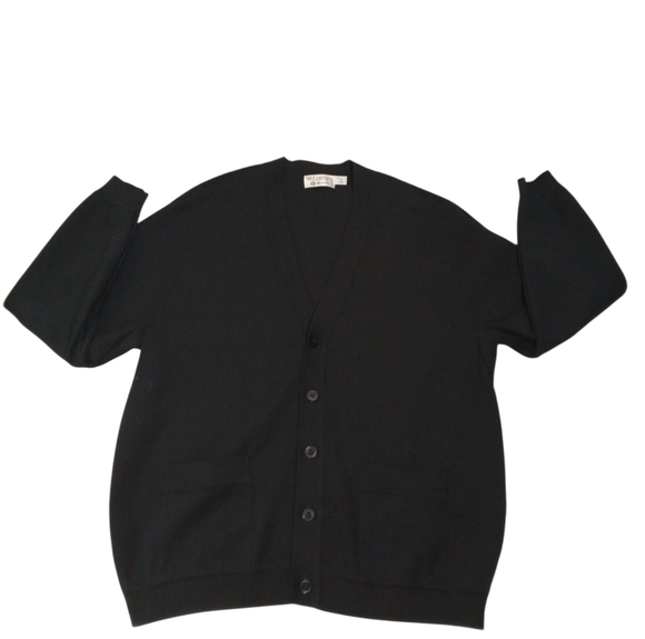 Vtg St Croix Knits 100% Wool Cardigan Sweater Mens Black USA Fancy Button XL - Picture 4 of 6
